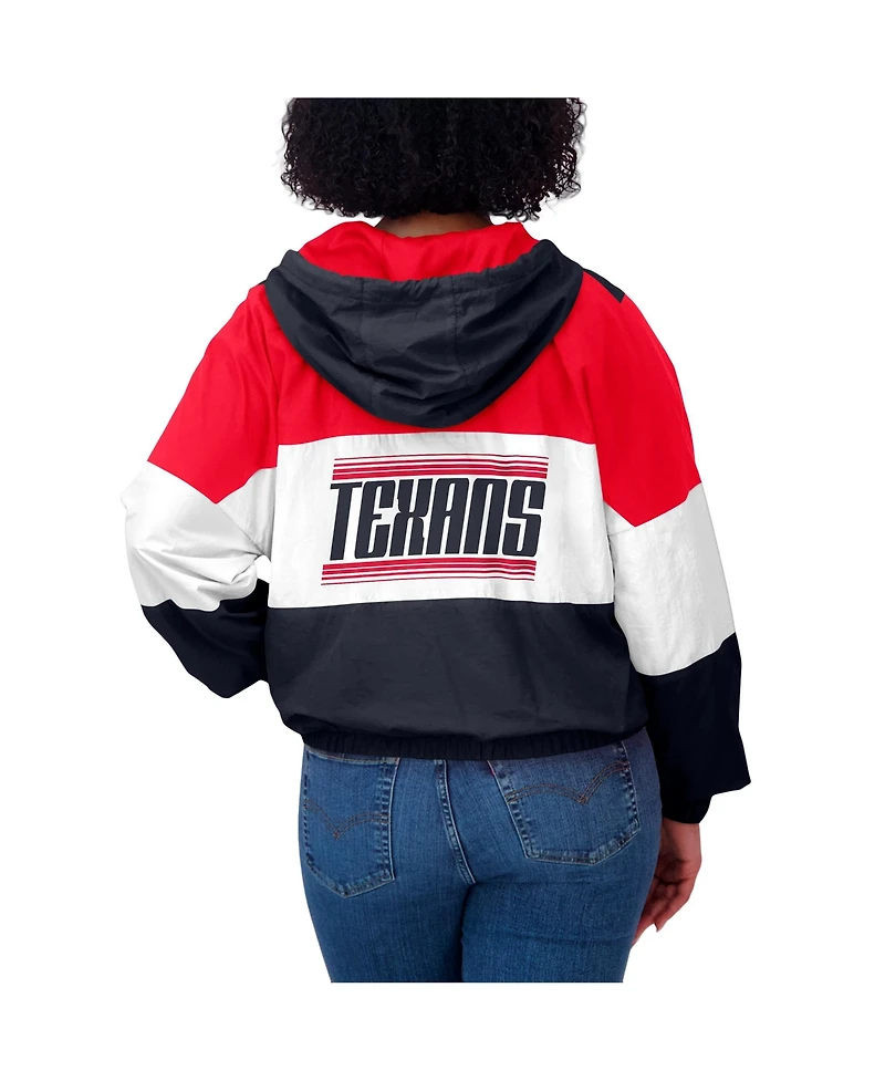 Wear by Erin Andrews Women's Navy Houston Texans Color Block Full-zip Windbreaker Jacket