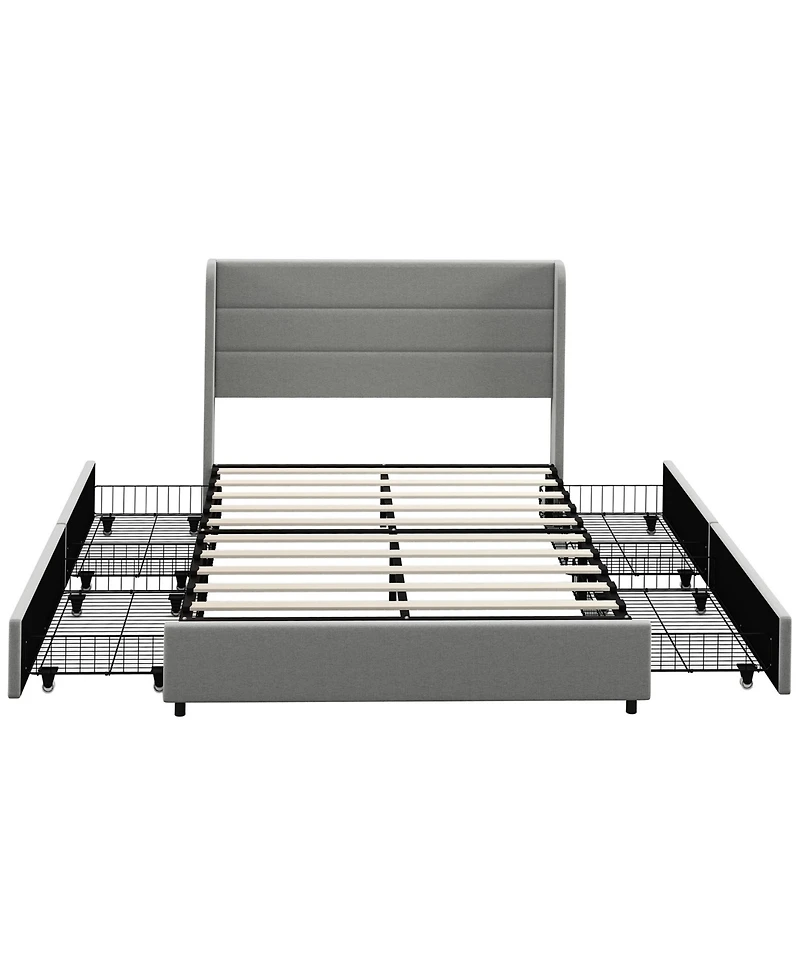 Homcom Queen Bed Frame with Headboard, Led Lights, Charging Station,
