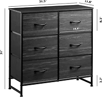 Wlive Fabric Dresser for Bedroom 6 Drawer Double Storage Tower with Bins Chest of Drawers Closet Living Room Hallway