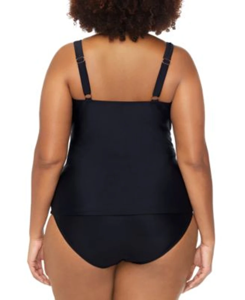 Raisins Curve Trendy Plus Size Sasha Twist Front Tankini Top Costa Ruched Bikini Bottoms
