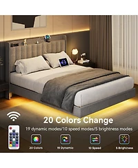 gaomon King Size Floating Bed Frame with Led Lights