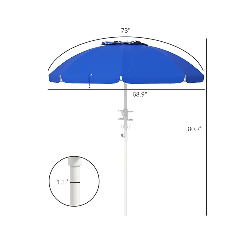 Slickblue Sapphire Outdoor Beach Umbrella - Stylish Portable Sunshade for Beach, Patio, and Outdoor Use
