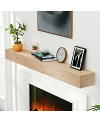 Lovmor Solid Pine Wood Cap-Shelf Mantel Natural