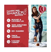 Swooc Games - Yardzee, Farkle & 20+ Classic Red Shaker Edition (All Weather) with Collapsible Bucket, Lid Score Cards