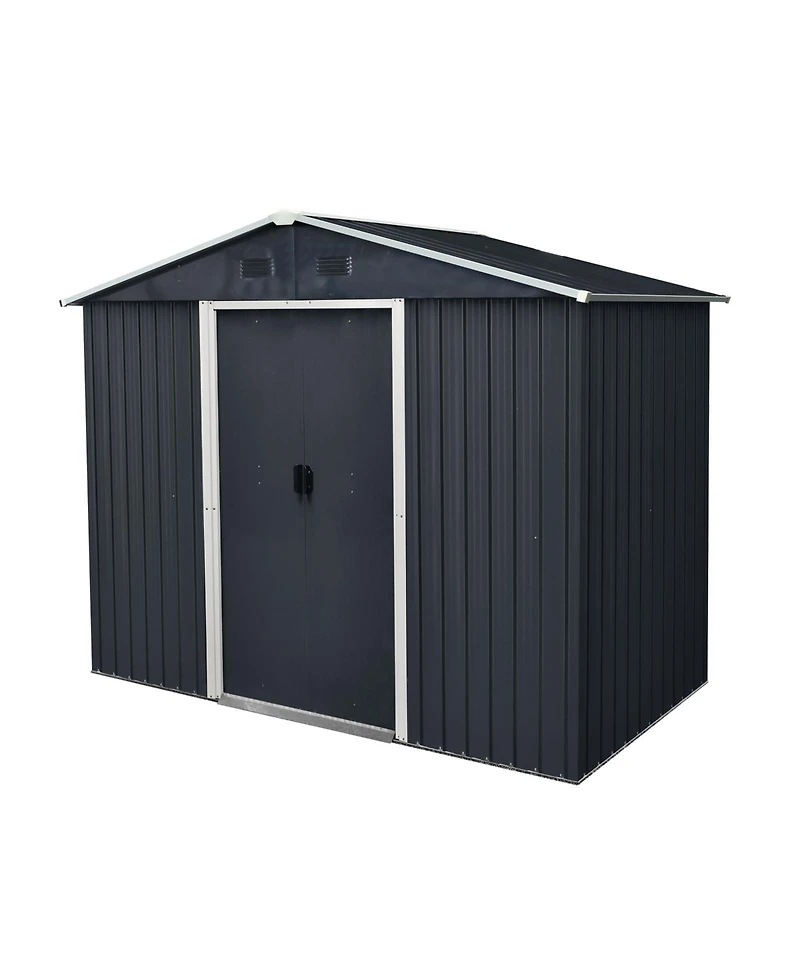 Streamdale 8ft x 4ft Metal Storage Shed with Sliding Door (Black/White)