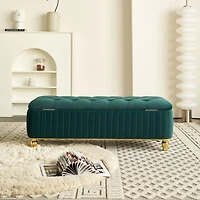 Streamdale 47'' Velvet Storage Ottoman, Gold Accents