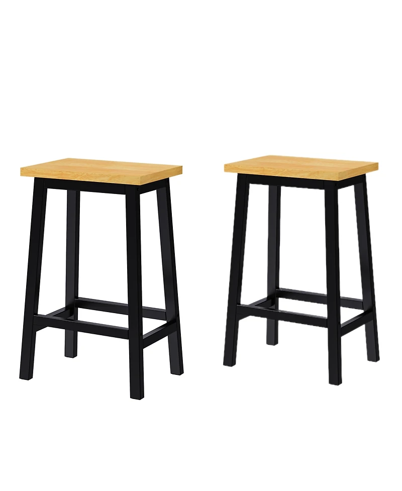 Streamdale Furniture Solid Wood Bar Stools, 25.6" Tall, Set of 2, Farmhouse Style