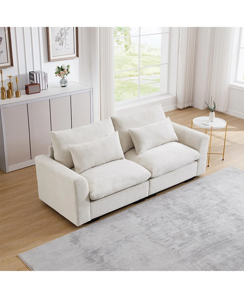 Streamdale Furniture Beige Corduroy Sofa Couch, Deep Seat Couches for Modern Living Room/Apartment/Office