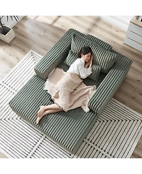Streamdale Corduroy Sofa Chair with Removable Footrest, Indoor Sleeper