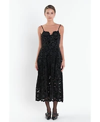 endless rose Women's Velvet Lace Midi Dress