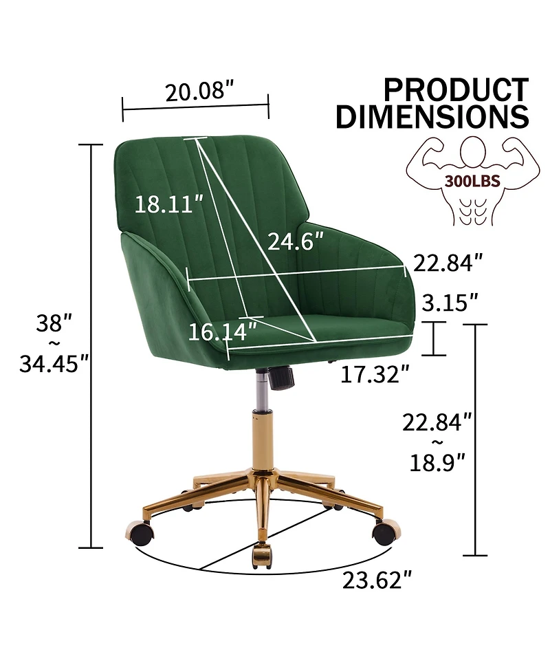 Streamdale Furniture Ty Adjustable Office Chair, Home Bedroom, Ergonomic Swivel Chair, Backrest Seat, Comfortable for Long Sitting