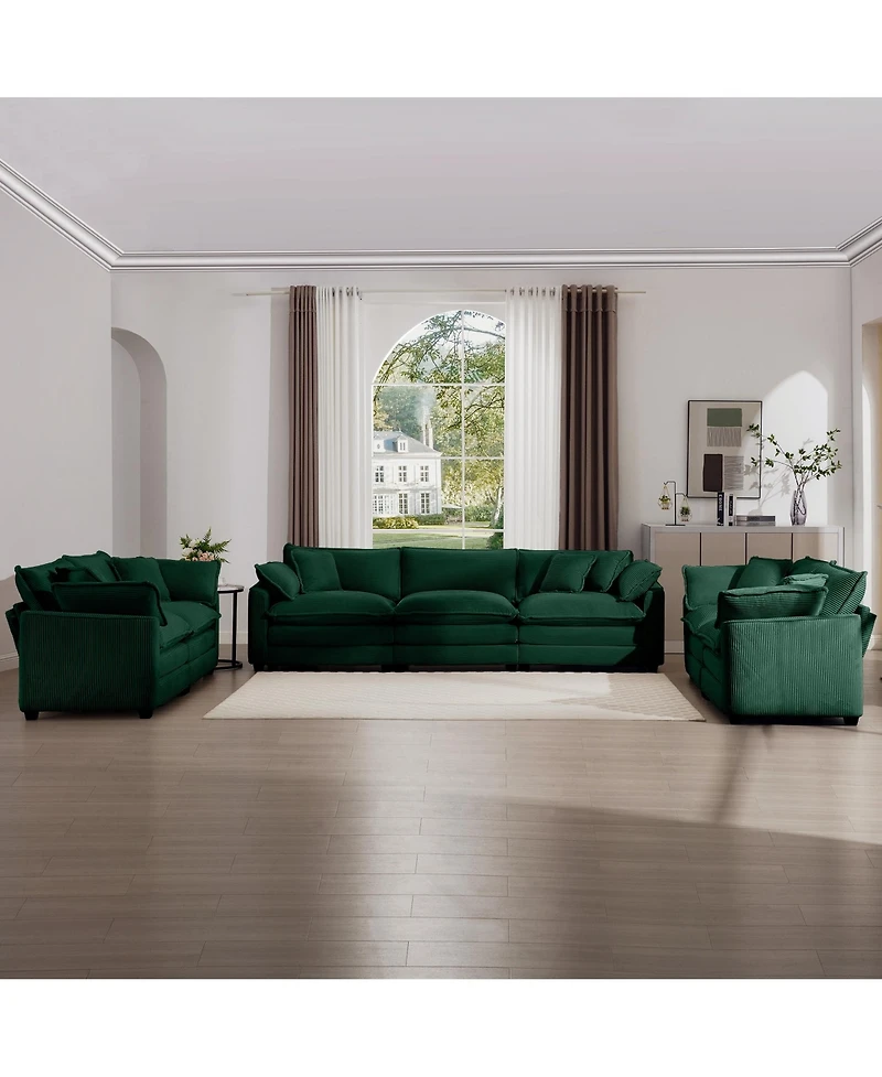 Streamdale Furniture Modern Fabric Living Room Sofa 2-Piece Set, One 2-Seater Sofas, One 3-Seater Sofas Sofa with 8 Cushion Upholstery Large Deep Seat
