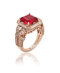 Suzy Levian Sterling Silver Asscher Cut Cubic Zirconia French Filigree Ring