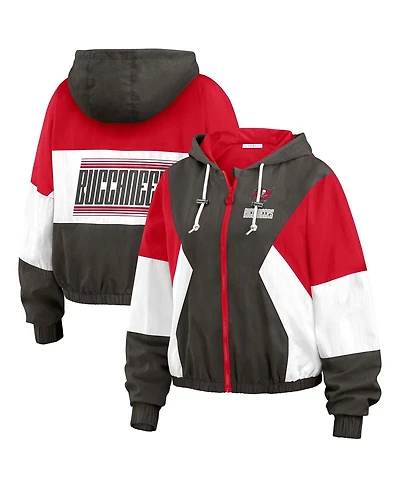 Wear by Erin Andrews Women's Tampa Bay Buccaneers Plus Size Color Block Full-zip Windbreaker Jacket