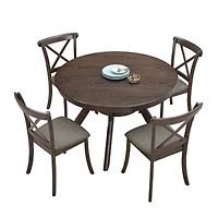 Streamdale Dark Brown Mid-Century Round Dining Set (50chars)