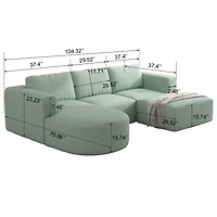 Streamdale Modular Sectional Sofa Set with Chaise and Ottoman
