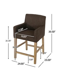 26-Inch Upholstered Counter Height Bar Stool with Wood Legs, Accent Chair for Kitchen or Living Room (1PK)-The Pop Home