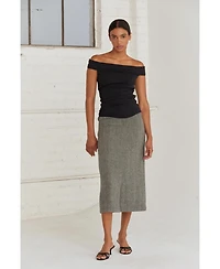 Crescent Women's Emberly Textured Satin Cowl Neck Top
