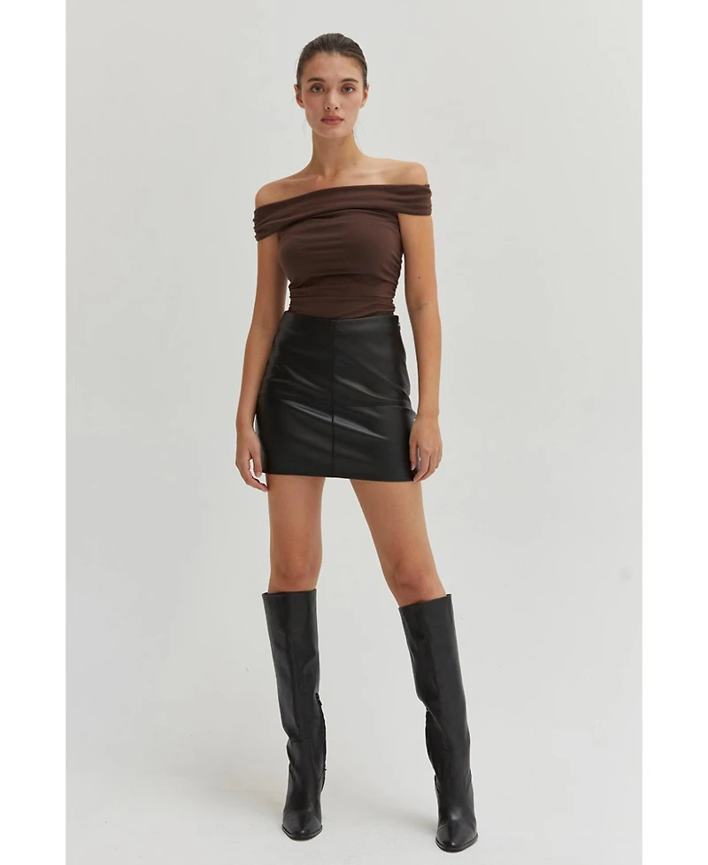 Crescent Women's Emberly Textured Satin Cowl Neck Satin Top