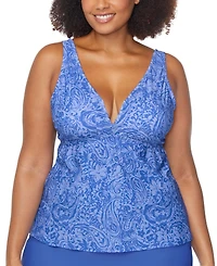 Raisins Curve Trendy Plus Tanzania Printed Plunge-Neck Tankini