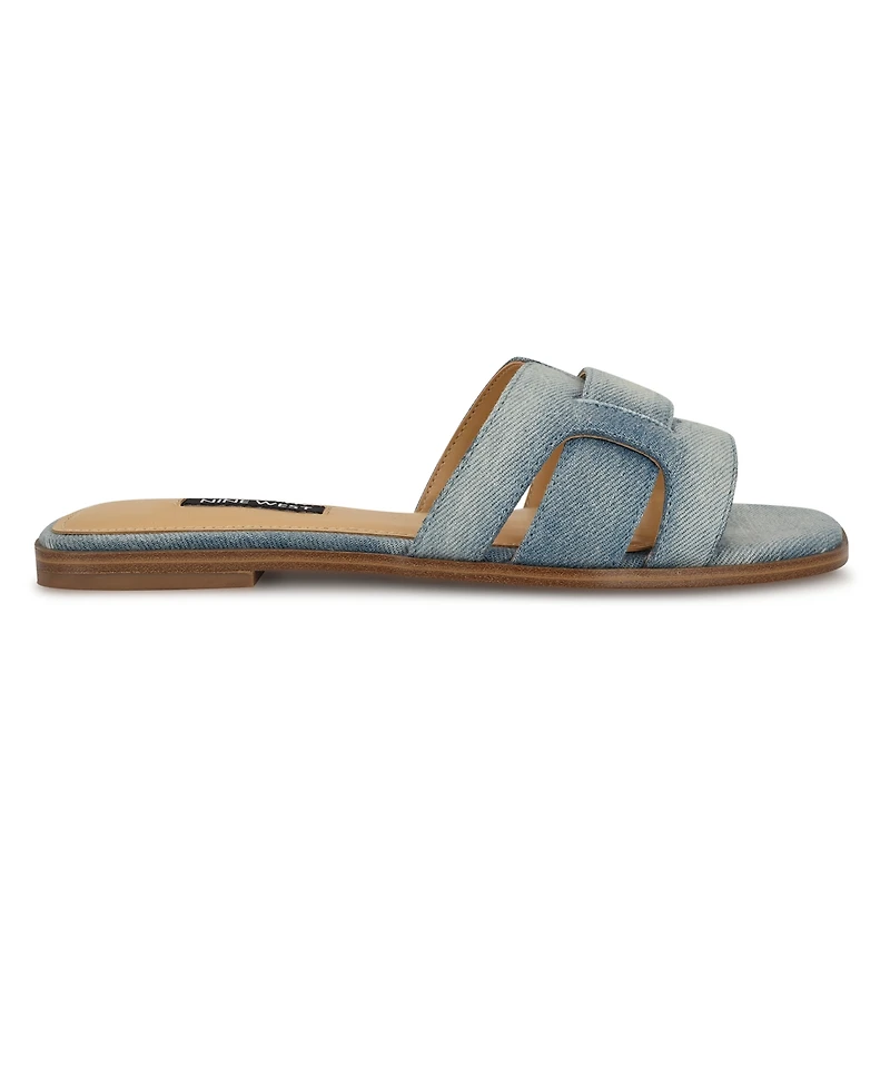 Nine West Women's Germani Woven Flat Slip-On Sandals