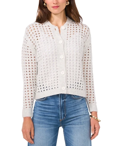 Vince Camuto Women's Long-Sleeve Pointelle Cardigan