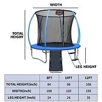 Streamdale 10FT Pumpkin Trampoline with Slide, Basket & Ladder