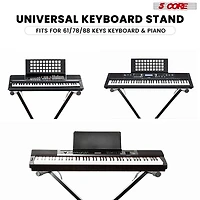 5 Core Keyboard Stand Single X Style Adjustable Piano Riser + Keyboard Piano Bench