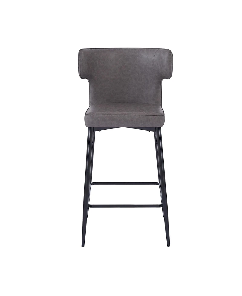 Streamdale Furniture 28inch Counter Height Bar Stools Set of 2, Modern Bar Upholstered Chairs with Pu Leather, Metal Footrest and Frame for Kitchen Is