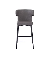 Streamdale Furniture 28inch Counter Height Bar Stools Set of 2, Modern Bar Upholstered Chairs with Pu Leather, Metal Footrest and Frame for Kitchen Is