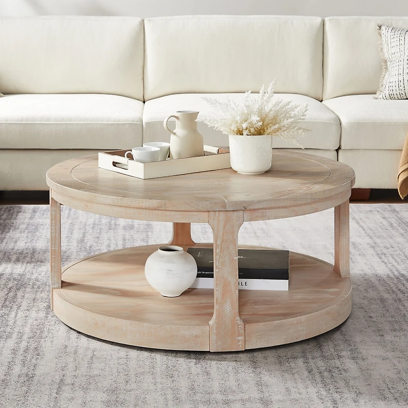 Streamdale Curved 40" Wooden Coffee Table with Wheels