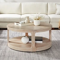 Streamdale Curved 40" Wooden Coffee Table with Wheels