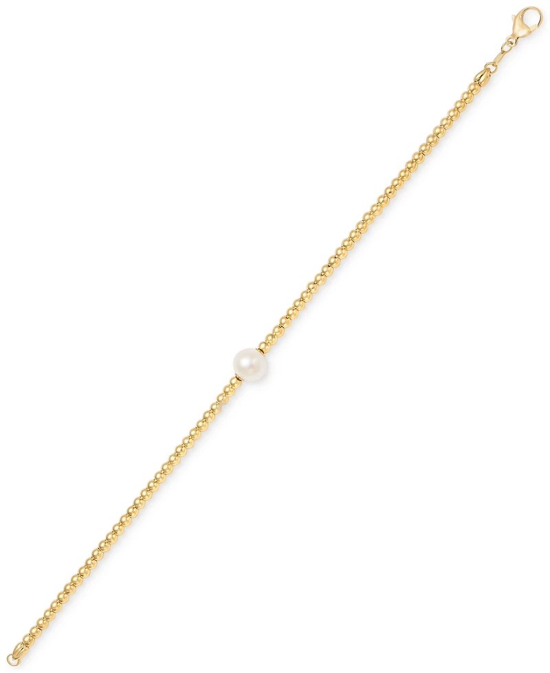 Cultured Freshwater Pearl (8-8.5mm) Beaded Bracelet in 14k Gold over Sterling Silver Made in Italy