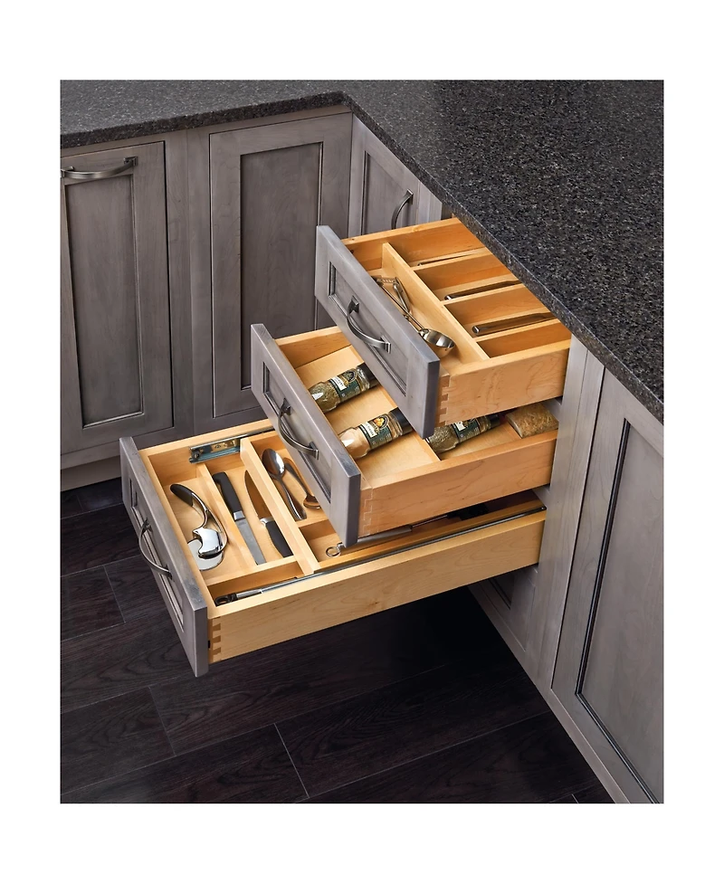 Rev-a-Shelf 9 Cutlery Compartment Tray Cabinet Insert Tall, Maple, 4WCT-3