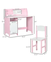 Qaba Toddler Table and Chair Set, Kids Writing Desk Homework Table,