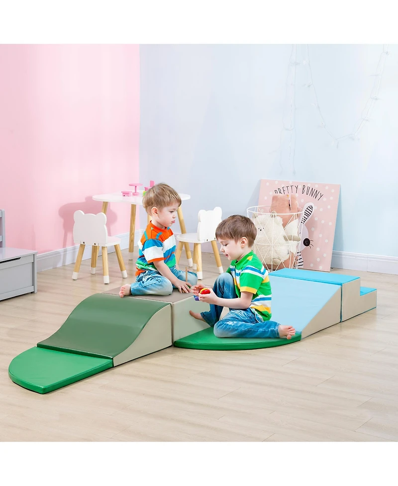 Qaba 6-Pieces Foam Climbing Blocks for Toddlers 1-3 Years, Assorted