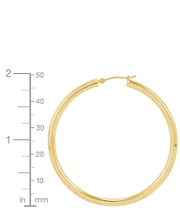 Polished Thin Tube Hoop Earrings (3mm) in 14k Gold (50mm)