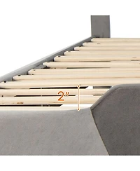 Sugift Queen Velvet Upholstered Bed Frame with High Headboard