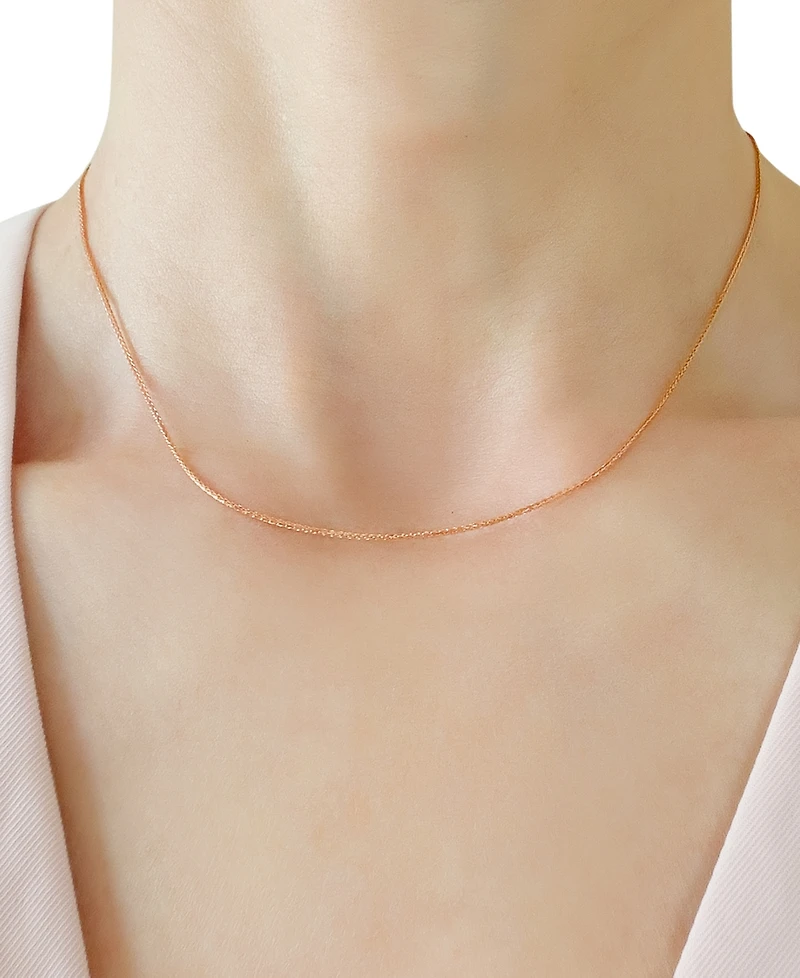 14k Rose Gold Necklace, 16" Diamond Cut Wheat Chain (9/10mm)