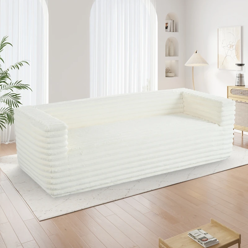 Streamdale Modern 89" Corduroy Sofa with Squared Arm