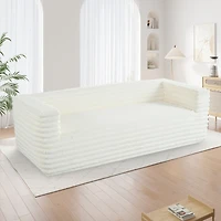 Streamdale Modern 89" Corduroy Sofa with Squared Arm