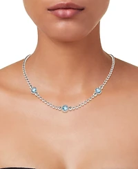 Amethyst Three Stone Bezel 18" Collar Necklace (3 ct. t.w.) 14k Gold-Plated Sterling Silver (Also available Onyx)