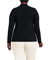 Lands' End Plus Long Sleeve Brushed Lace Mock Neck Top