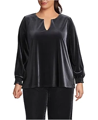 Lands' End Plus Long Sleeve Velvet Blouse