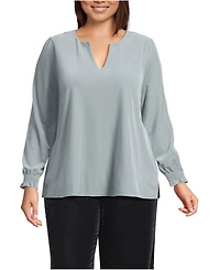 Lands' End Plus Long Sleeve Velvet Blouse