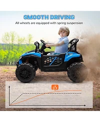 Qaba 12V Ride On Truck Utv Toy with 4-Wheel Suspension, Remote