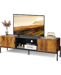 Wlive Modern Tv Stand for 65 Inch Tv Mid Century Entainment Center with Storage Tv Console with Open Shelf and 2 Cabinets for Bedroom and Living Room