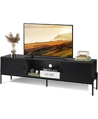 Wlive Modern Tv Stand for 65 Inch Mid Century Entainment Center with Storage Console Open Shelf and 2 Cabinets Bedroom Living Room