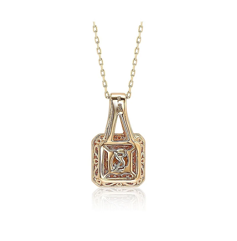 Suzy Levian Rosed Sterling Silver Asscher-Cut Cubic Zirconia Halo Pendant