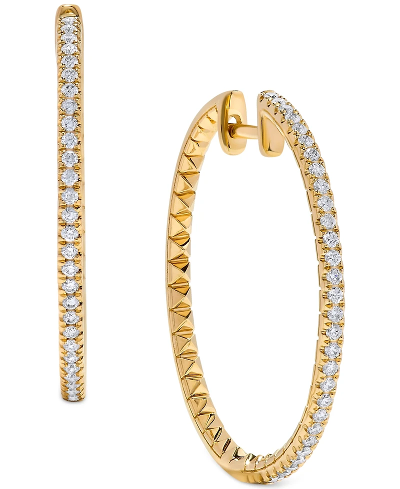 Diamond Skinny Hoop Earrings (1/2 ct. t.w.) in 14k Gold